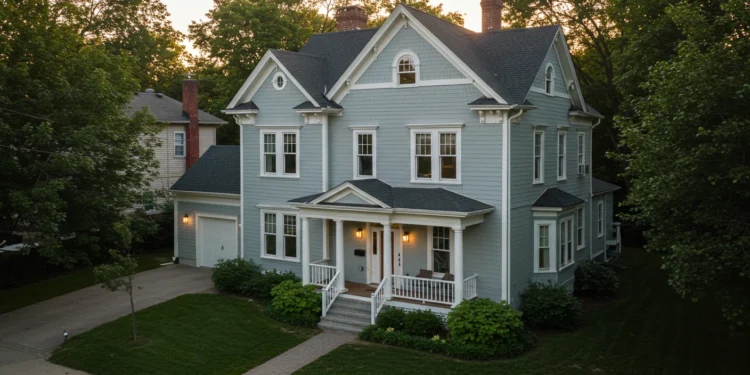 Grey House With White Trim