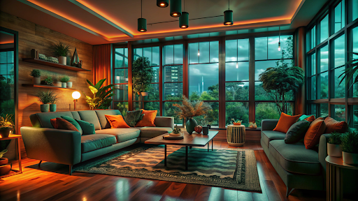 modern living room with plants natural light and cozy decor