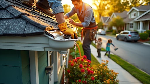 cleaning home gutters during fall for weatherproof maintenance