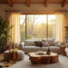 modern rustic living room with natural decor elements
