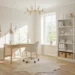 Light beige and white walls and light hardwood floors