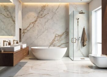 Luxury bathroom featuring marble shower and walls, clean, water, spacious
