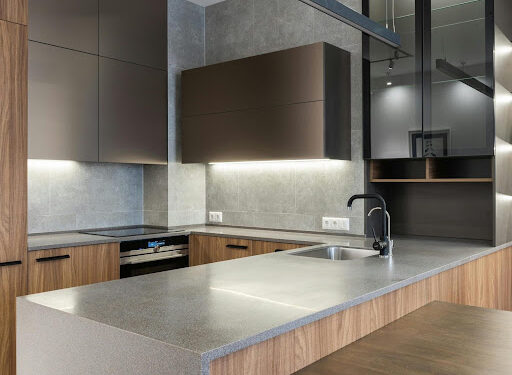 modern kitchen counter with sink